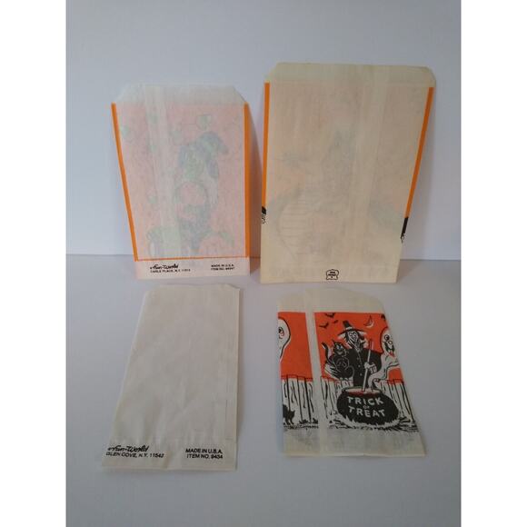 Halloween Candy Trick Or Treat Bags Scarecrow Green Face Witch Ghost Cats (4) - Picture 2 of 2